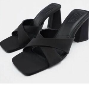 Zara Block Heel Black Sandal